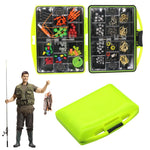 Qpets Fishing Tackle Kit for Freshwater and Saltwater Use featuring 174 pcs in Box | Includes Hooks, Sinkers and Bobbers