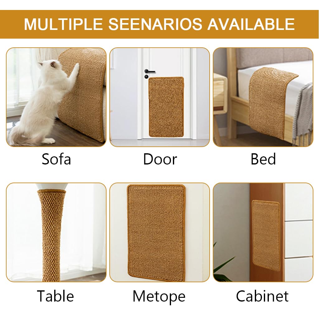 Qpets Cat Scratcher Mat for Floor and Sofa Protection with Self Adhesive Straps 30×60cm Sisal Hemp Bed | Indoor Cat Resting Pad