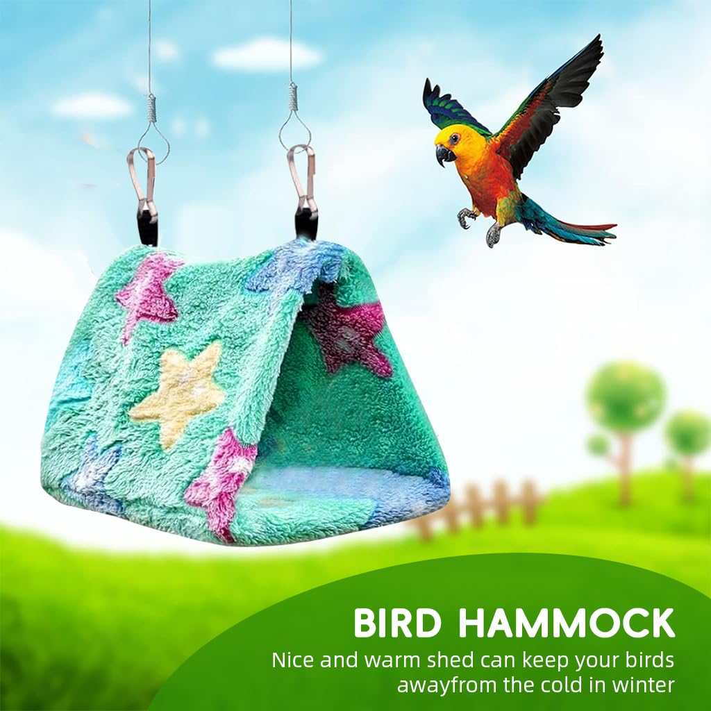 Qpets Parrots Nest for Cage with Screw Mounting and Soft Green Plush Interior 17x14x16cm | Washable Cozy Home for 2 Budgies