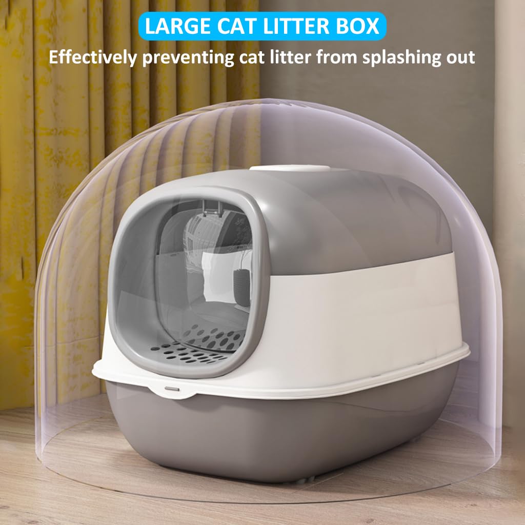 Qpets Cat Litter Box for Large Cats with 180 Degree Flip Lid and UV Sterilization Light | 40×56×40 cm Enclosed Design