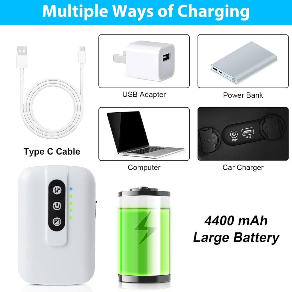 Qpets® Portable Oxygen Pump Cordless Aquarium Air Pump Continuous/Intermittent Fishing Air Pump Dual Pipe Aquarium Air Pump Air Stone and Pipe Included USB Rechargeable Aquarium Air Pump