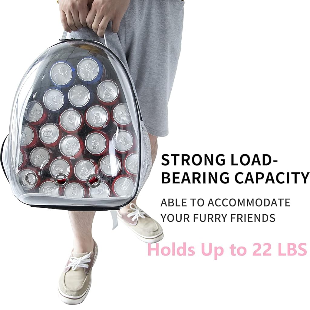 Qpets® Side Door Design Cat Carrier Backpack, Expandable Cat Dog Backpack Carrier Bag, Transparent Capsule Air Breathable Transparent Carrier Backpack for Travelling, Ourdoor