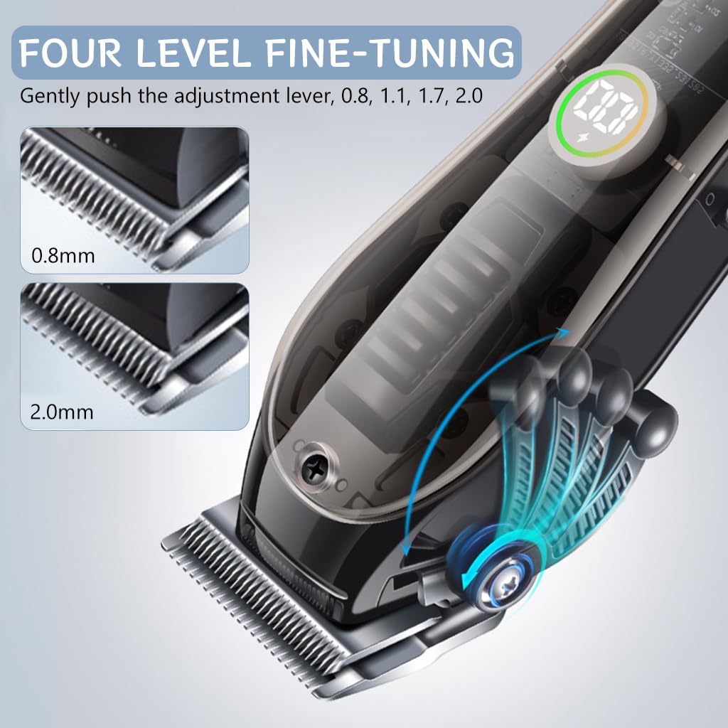 Qpets Electric Dog Hair Trimmer Kit with 4 Guide Combs 0.8–2.0mm Adjustable Blade | Cordless USB Pet Grooming Set