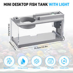 Qpets Small Fish Tank for Betta Fish with LED Light and Air Pump 31.5×13×16.5cm | USB Powered Hydroponics Pot for Home Office Decor