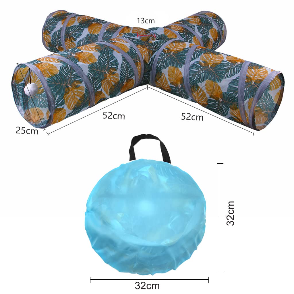 Qpets Cat Tunnel for Indoor Play with 4 Way Foldable Design 25×52 cm | Polyester Toy for Kittens