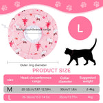 Qpets® Cat Collar Cat Cone Waterproof Cat Cone Adjustable Drawstring Collar Polyester Cat Cones After Surgery Pet Cat Recovery Cone Collar Cute Print Cone Collar for Cats (L)