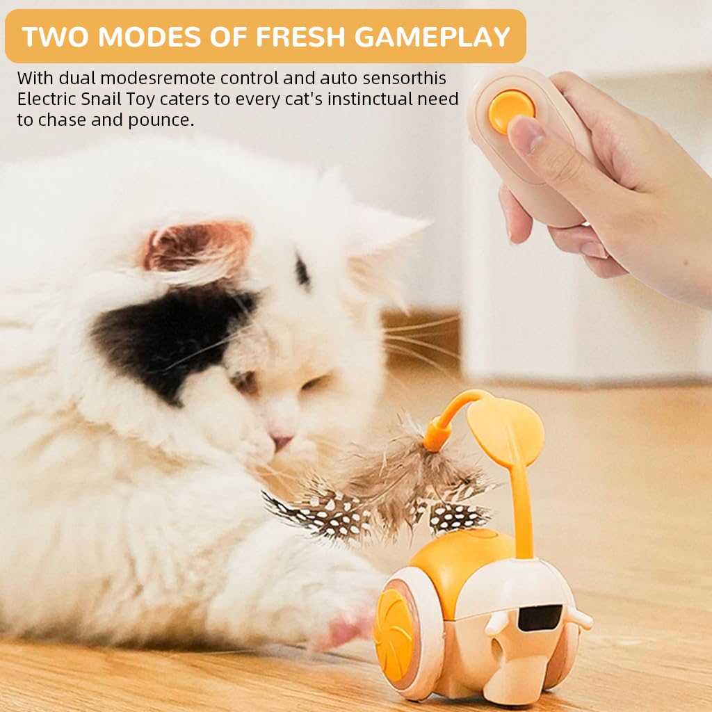 Qpets Cordless Snail Cat Toy with Dual Modes and Motion Sensor | USB Rechargeable 50‑Minute Playtime