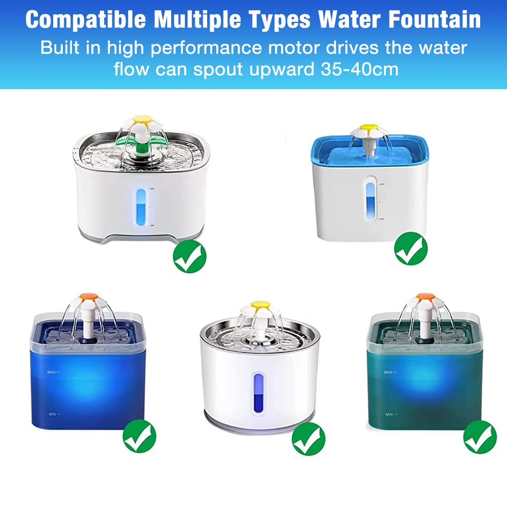 Qpets Pet Water Fountain Pump for Cats and Dogs with LED Indicator featuring 160 L/h Flow | Silent USB 5V Replacement