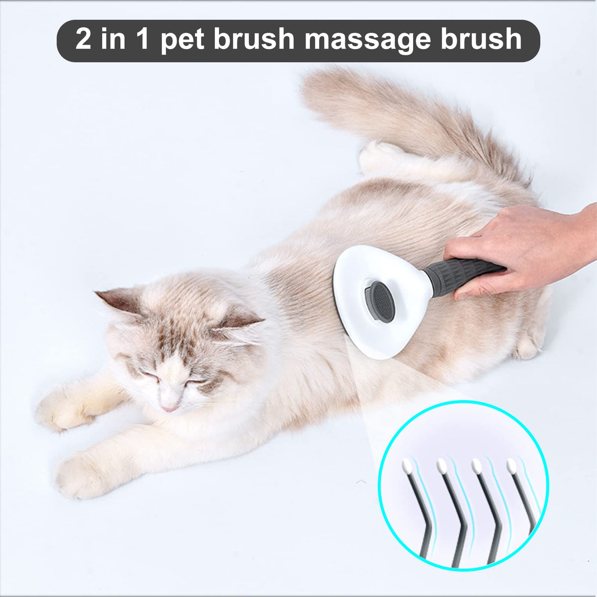 Pet Grooming Brush Daily for Medium Long Hair Dog, Use to Clean Loose Fur & Dirt Great-Grey