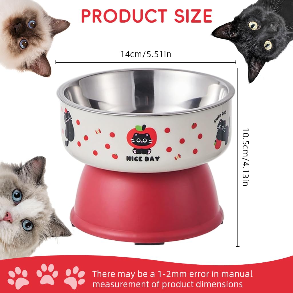Qpets Elevated Cat Dog Bowl with Non Slip Base and 10.5cm Height | Stainless Steel Feeder