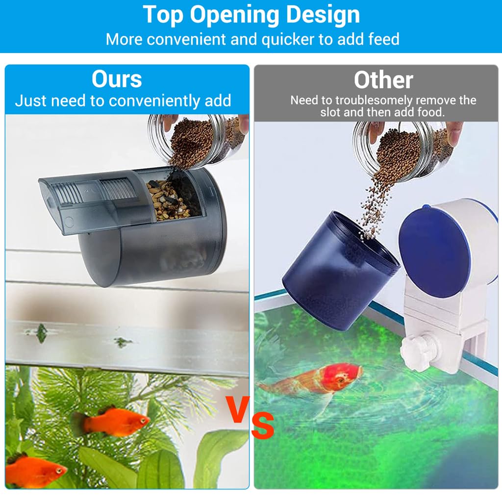 Qpets Automatic Fish Feeder for Aquariums and Ponds featuring 0.8L Container & 360° Mount | 2 PCS