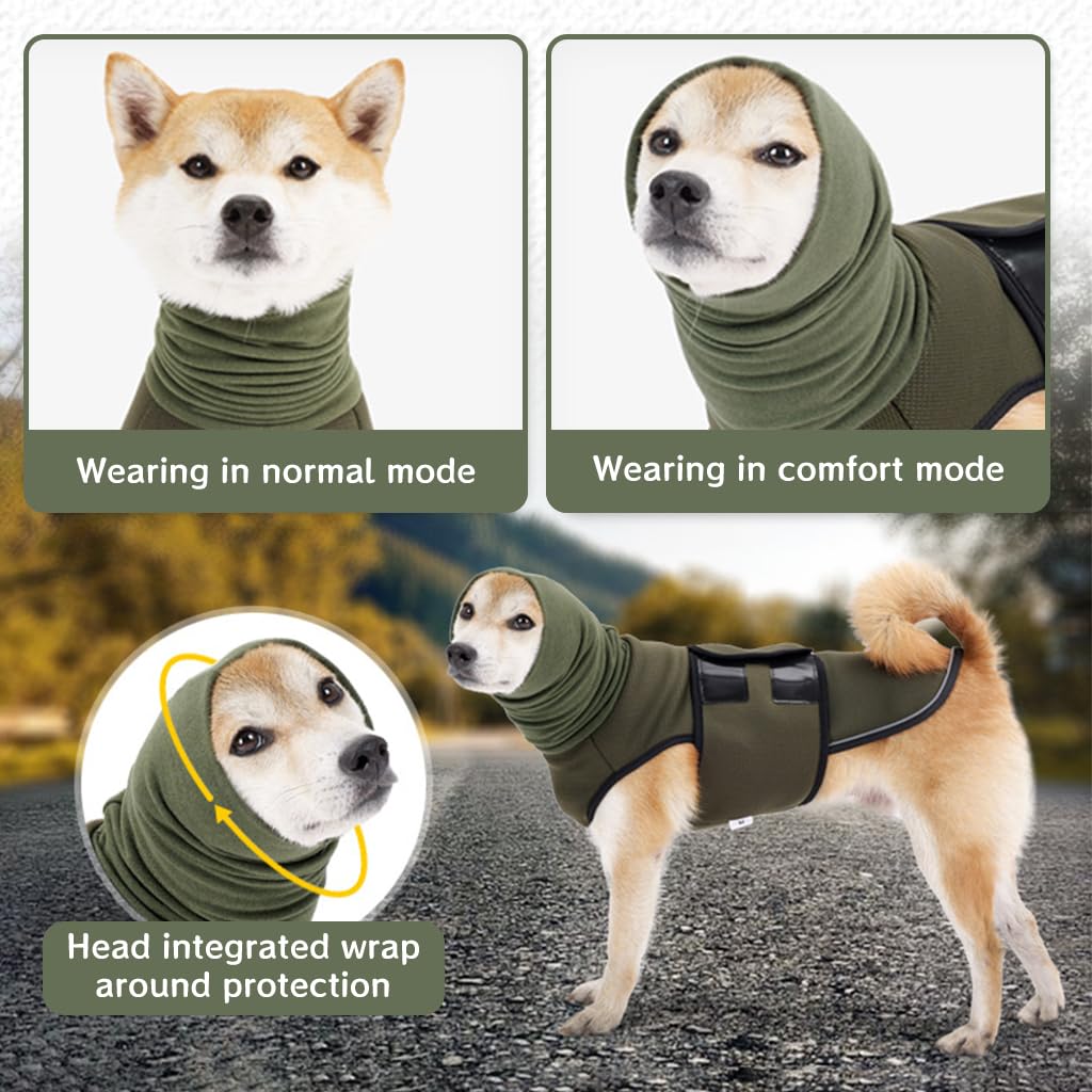 Qpets Dog Clothes for Medium and Large Breeds with 21.65 in Back Length | Adjustable Hook and Loop Closure for Calming Comfort