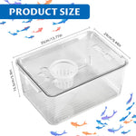 Qpets Desk Small Fish Tank for Home Office with 35x24cm Design and Air Ventilation Lid | Clear PP Betta Aquarium featuring Built in Hydroponic Basket