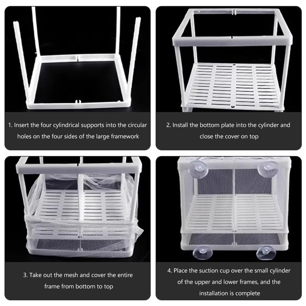 Qpets Fish Breeding Box for Betta with Suction Cups Divider 16x14x15cm Nylon Mesh | 2 pcs
