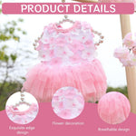 Qpets Dog Girl Dress for Small Breeds with Lace Skirt and Pink Flower Design | Chest 30cm