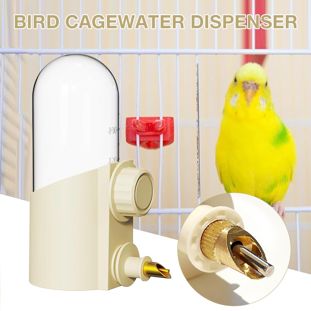 Qpets Bird Water Dispenser for Cage with Copper Nipple and 250ml Food Grade Feeder | Easy Refill