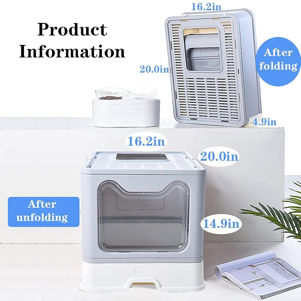 Oversized Enclosed Cat Litter Box with Odor Door, Foldable cat Litter Tray, Drawer Design Litter Box for Cats Large Size Anti Spill Easy to Clean Up(51*41*38CM)