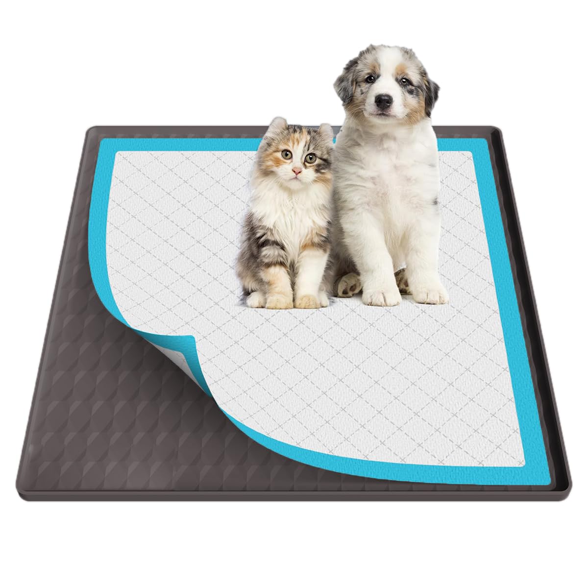 Qpets Pet Pee Pad for Puppy Training with Non Slip Waterproof Design 60x60cm Silicone Mat | Reusable and Easy to Clean