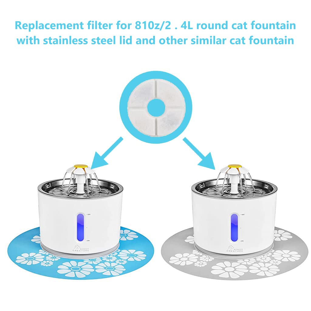 Qpets® 6 pcs Cat Water Fountain Filter Replacement Cat Fountain Filter Arc-Shaped Washable Pet Fountain Filters with Triple Filtration System Activated Carbon