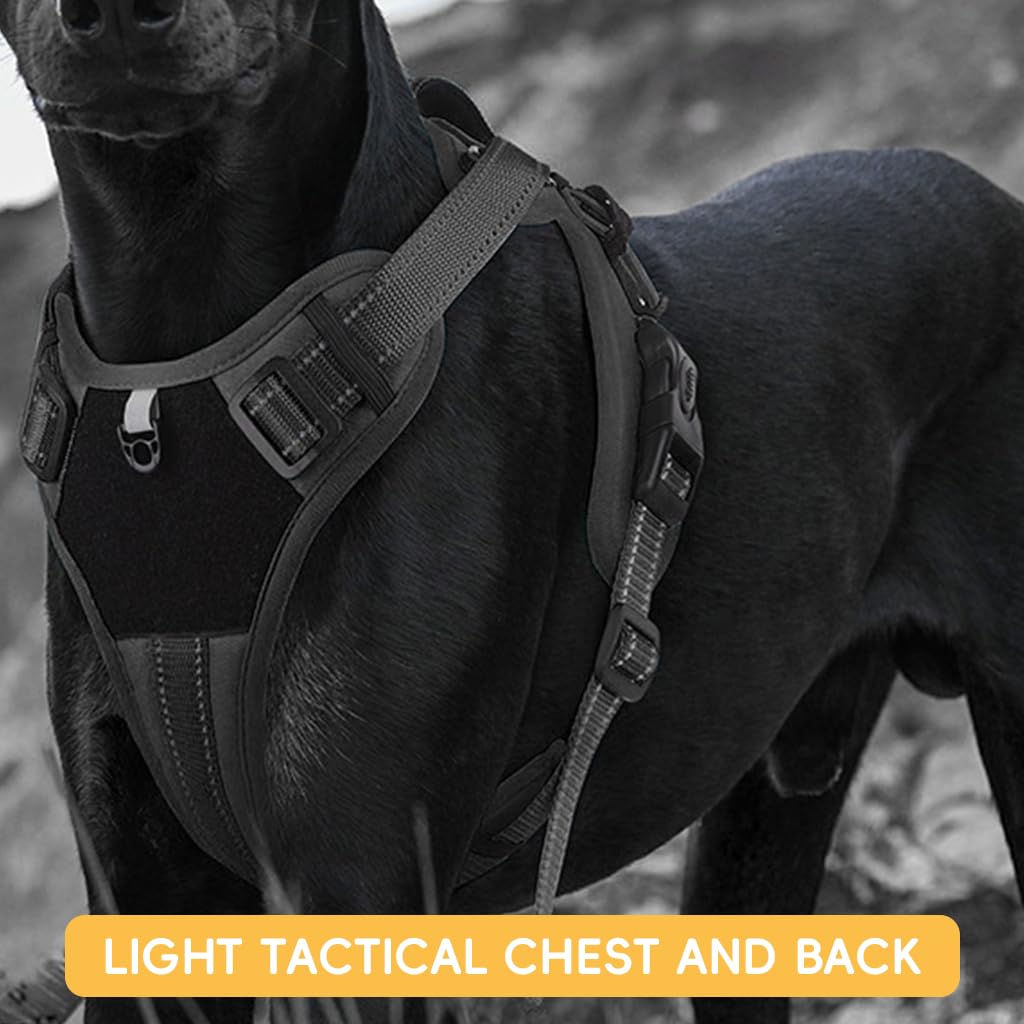 Qpets® Adjustable Dog Harness, Dog Belt Upgraded Seat Belt Buckle, No-Pull Pet Harness Easy Control & Military Standard Material - XL, Chest (Min 26.7'' - Max 36.6" inches)