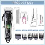 Qpets® Electric Dog Hair Trimmer Kit Cordless USB Dogs Hair Trimmer Pet Hair Trimmer Kit with Hair Scissors, Nail Cutter, Nail File, Steel Comb, Dog Grooming Kit with Accessories