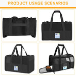 Qpets Pet Carrier Bag for Cats and Small Dogs with Mesh Ventilation and Waterproof Food Pouch 50x23x31cm