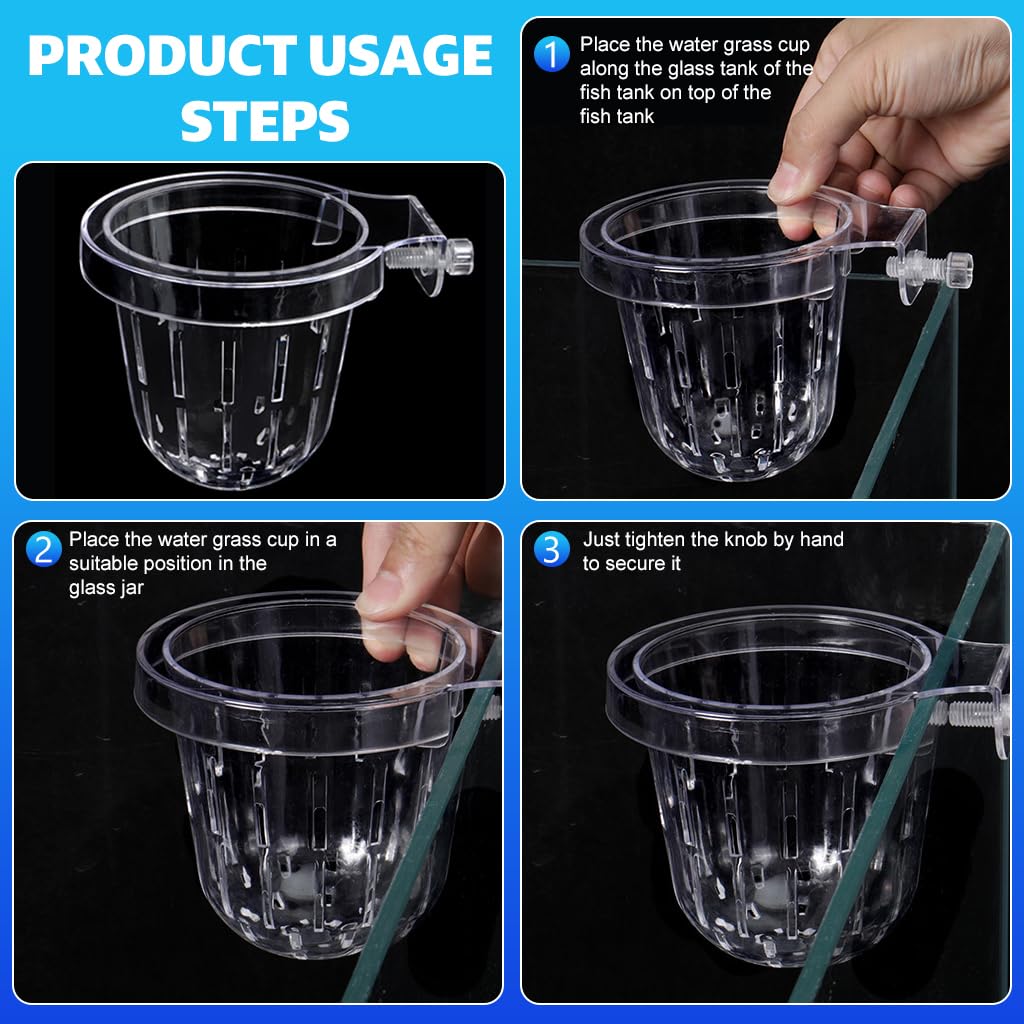 Qpets Hydroponic Plant Pot for Fish Tanks with Screw-Fixed Design and Transparent PC Material