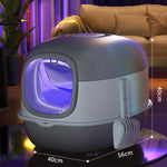 Cat Litter Box with UVC Disinfect Light Cats Litter Box Deodorization Box, Cat Litter Tray Auto Timing Disinfect, Large Splash-Proof Litter Box with Openable Lid, with Cat Litter Shovel