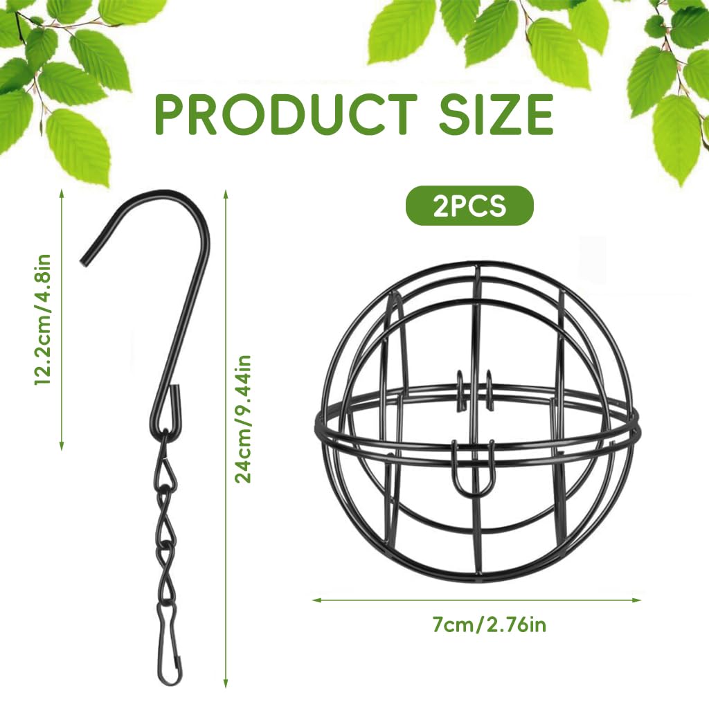 Qpets Metal Wire Bird Feeder for Suet Balls and Nuts featuring 2.76 in Ball Shape | Ideal for Garden and Balcony