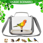 Qpets Parrot Carrier Bag for Travel with Ventilated Mesh and Transparent Window | PC and Nylon Pet Transport with Tray and Perch Stick