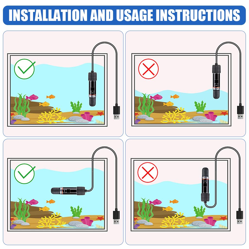 Qpets® 10W Submersible Aquarium Heater, 26 °C Constant Temperature USB Plug and Go Electric Aquarium Heater 3.3 inches Small Aquarium Heater for Betta Fish, Guppies, Neon Tetras