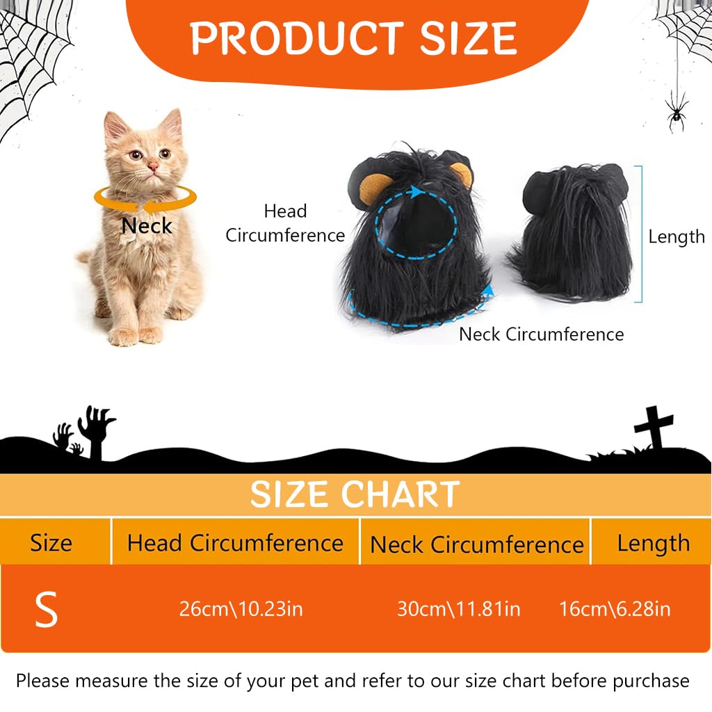Qpets® Lion Costume, Halloween Lion Mane Costume for Cat Wig for Cat Christmas Halloween Funny Headwear for Puppy, Kitten, Cat Festival Headwear