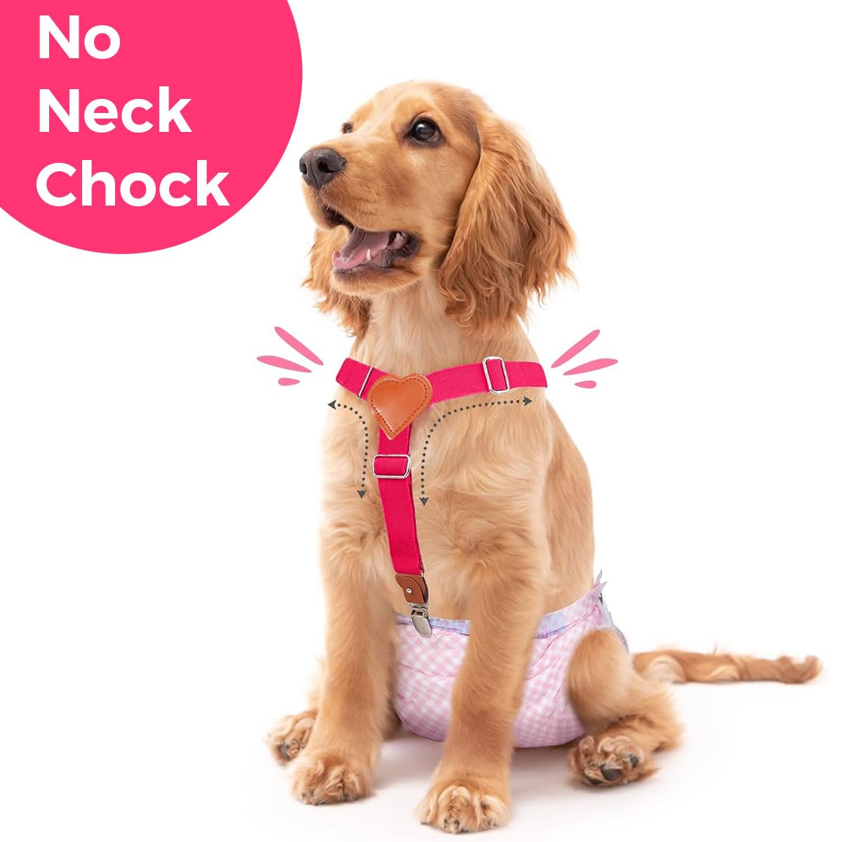Qpets Dog Diaper Suspenders Strap for Medium Large Pets 34–65cm featuring Secure Clips and Y Shape Harness