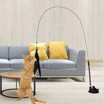 Qpets Cat Toys for Interactive Play featuring Fiberglass Wand with Bell & Feather Teaser