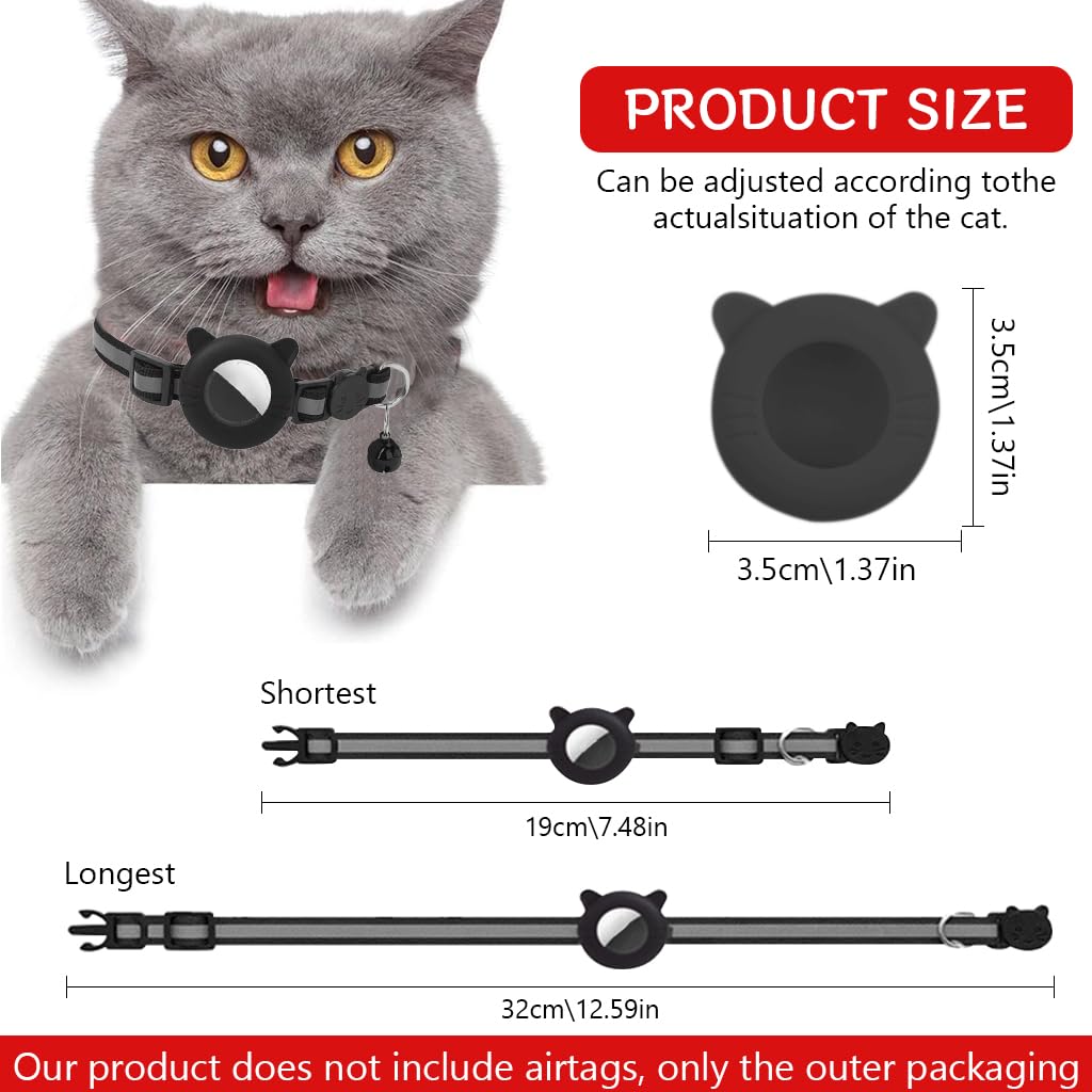 Qpets Cat Collar with Bell featuring Silicone Airtag Holder and Reflective Safety Design