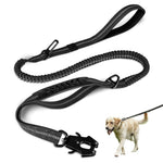Qpets® Dog Leash, Stretchy Dog Leash with Dual Control Handles, Reflective Stitches Leash with 360 ° Swivel Clasp, Large Breeds Pet Leashes for Walking
