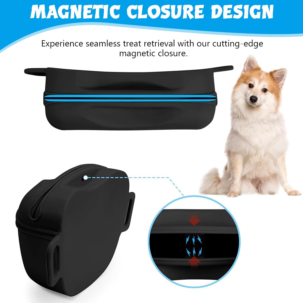 Qpets Dog Treat Pouch for Outdoor Training with Magnetic Closure and Waterproof Silicone | Removable Waist Belt