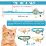 Qpets Cat Collar for Kittens and Cats featuring Adjustable 19–32cm Fit and Crochet Flower | 12PCS Set with Bell in Blue Pink Green Yellow