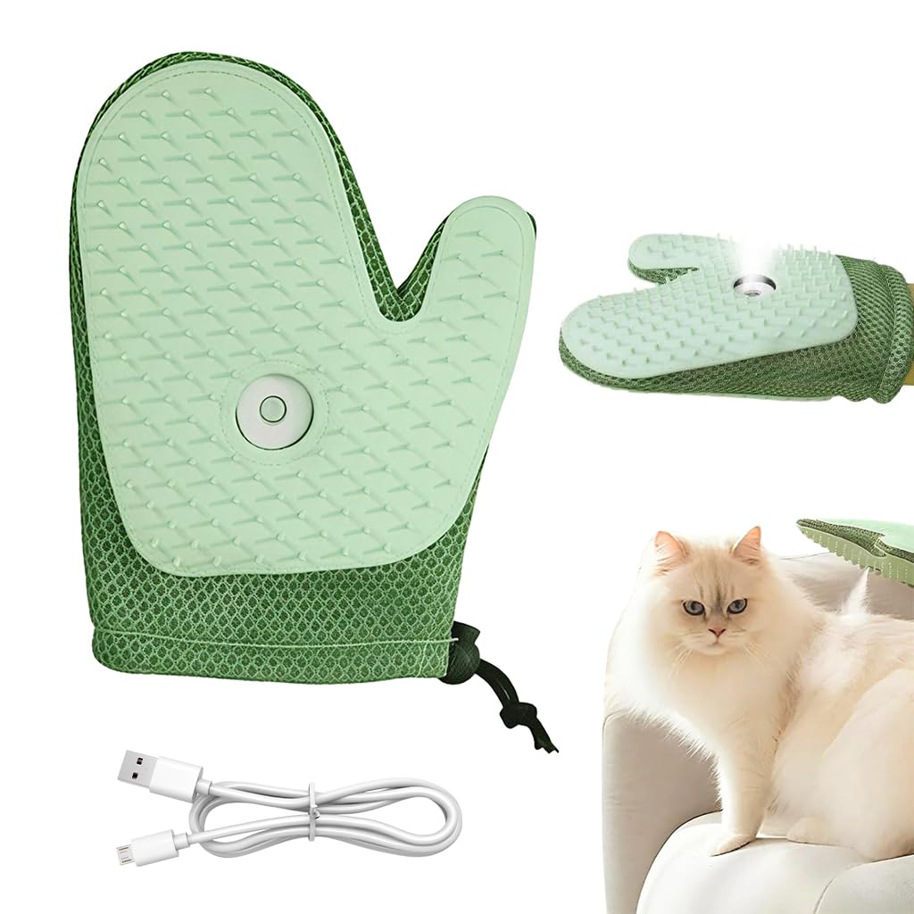 Qpets Pet Hair Removal Gloves for Dogs and Cats with 238 Silicone Bristles | 40°C Steam Grooming Mitt