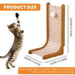 Qpets Cat Scratch Post for Furniture Protection with L Shaped Wooden Frame 30x33x60cm | Felt Surface and Plush Teasing Ball
