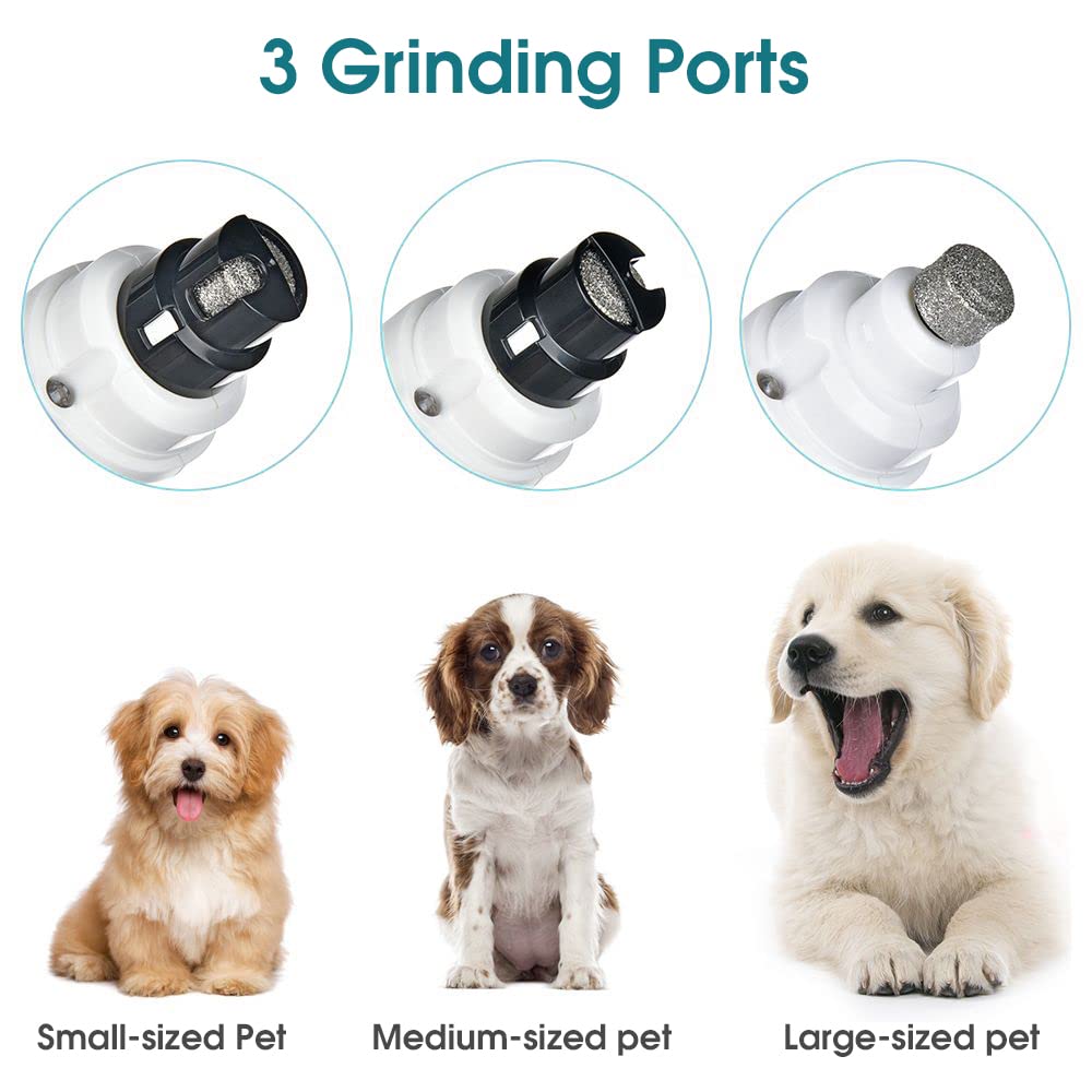 Qpets Dog Nail Grinder for All Pet Sizes featuring Dual Speed Control and 500mAh USB Power