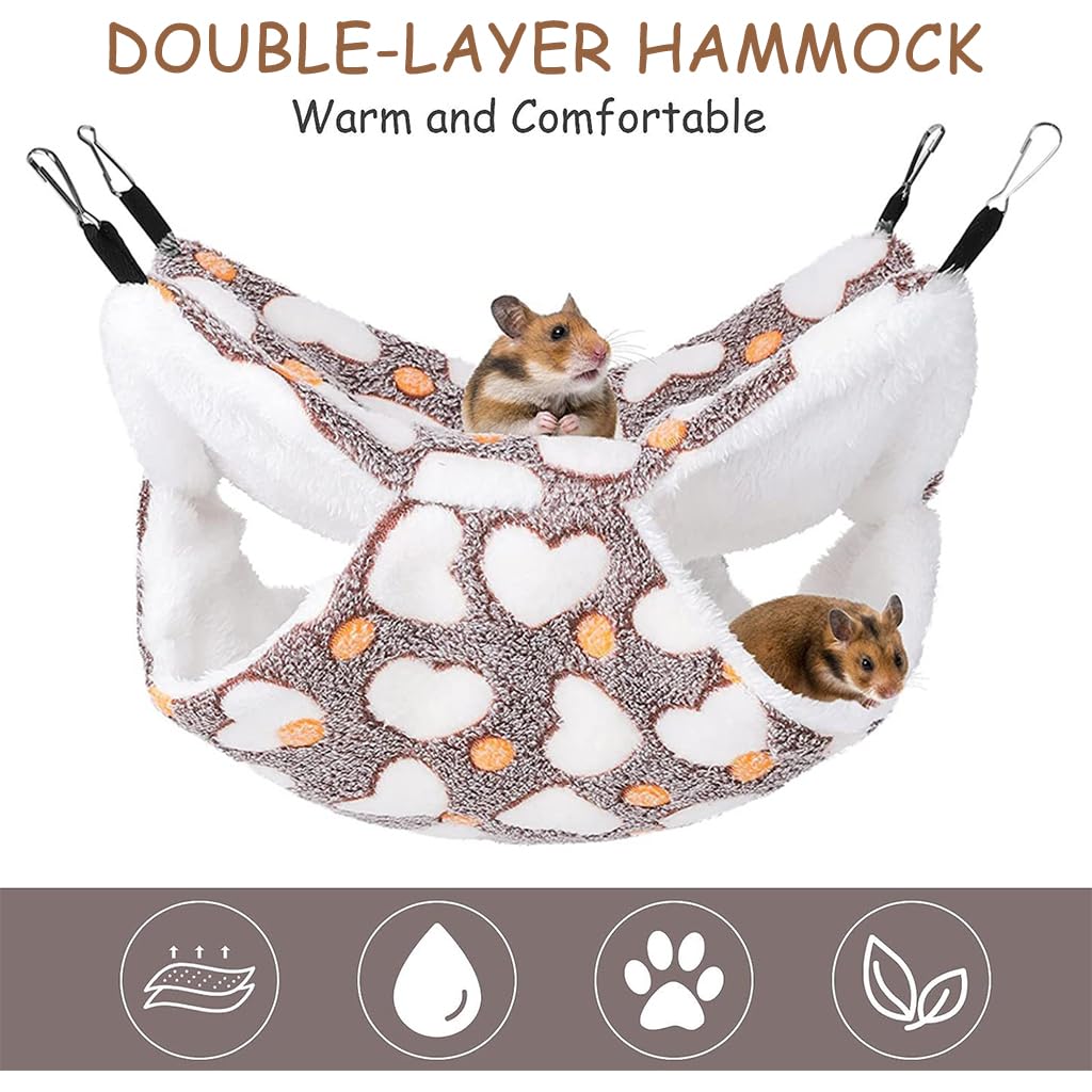 Qpets Winter Hammock Bed for Small Animals with Plush Warm Material | 2PCS Multicolor Set