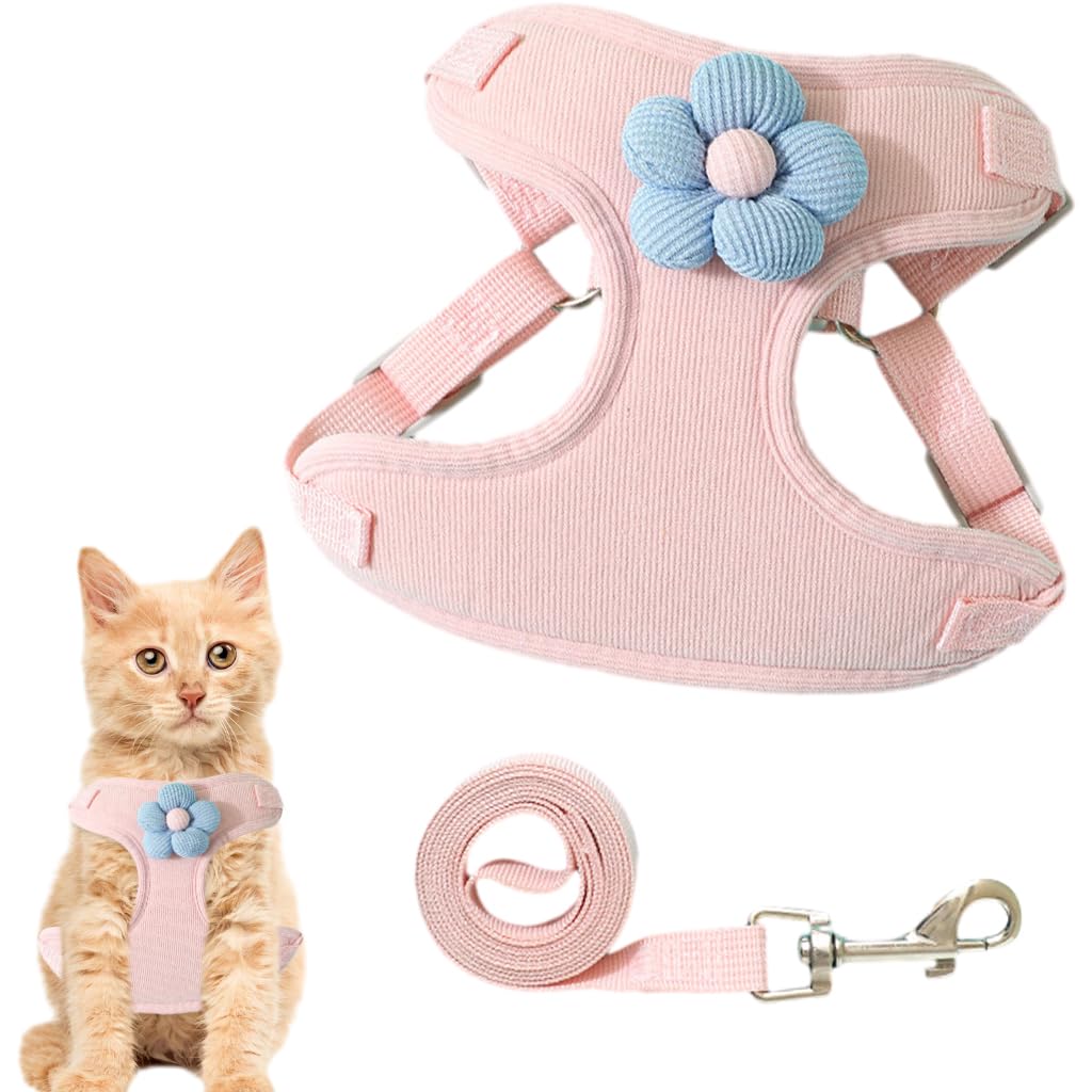 Qpets Cat Vest Harness with 1.2m Leash featuring Quick Release Buckle and Breathable Fabric for Small Cats | Adjustable Fit 31–42cm Chest