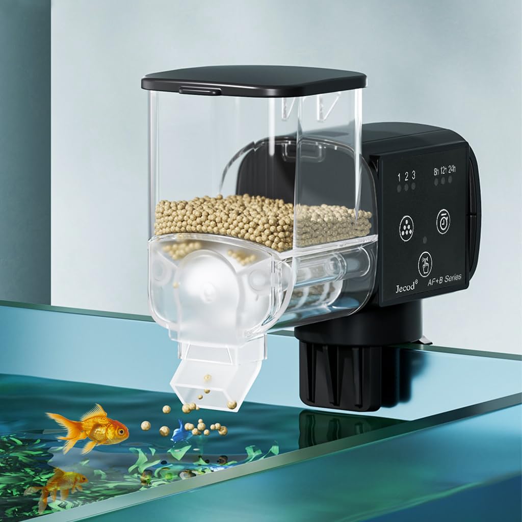 Qpets® Plastic 250Ml Automatic Fish Feeder Aquarium Automatic Fish Feeder With 3 Timer, Moisture-Proof Fish Food Dispenser Adjustable Feeding Amount (Not Including Battary), 12 X 6 X 5.7 Cm