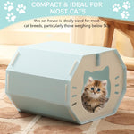 Qpets Cat House with Openable Roof and Scratcher Mat, 42x36x30cm BPA-Free PP | Octagon Design