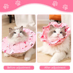Qpets® Cat Collar Cat Cone Waterproof Cat Cone Adjustable Drawstring Collar Polyester Cat Cones After Surgery Pet Cat Recovery Cone Collar Cute Print Cone Collar for Cats (L)