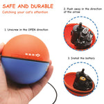 Cat Toy Electric, Cats Teasing Toy, Cat Ball Toy with Feather Tail, Chasing Game Toy, Random Turn Electric Toy, Indoor Self-Entertainment Cat Toy, Battery Powered(Battery not included)