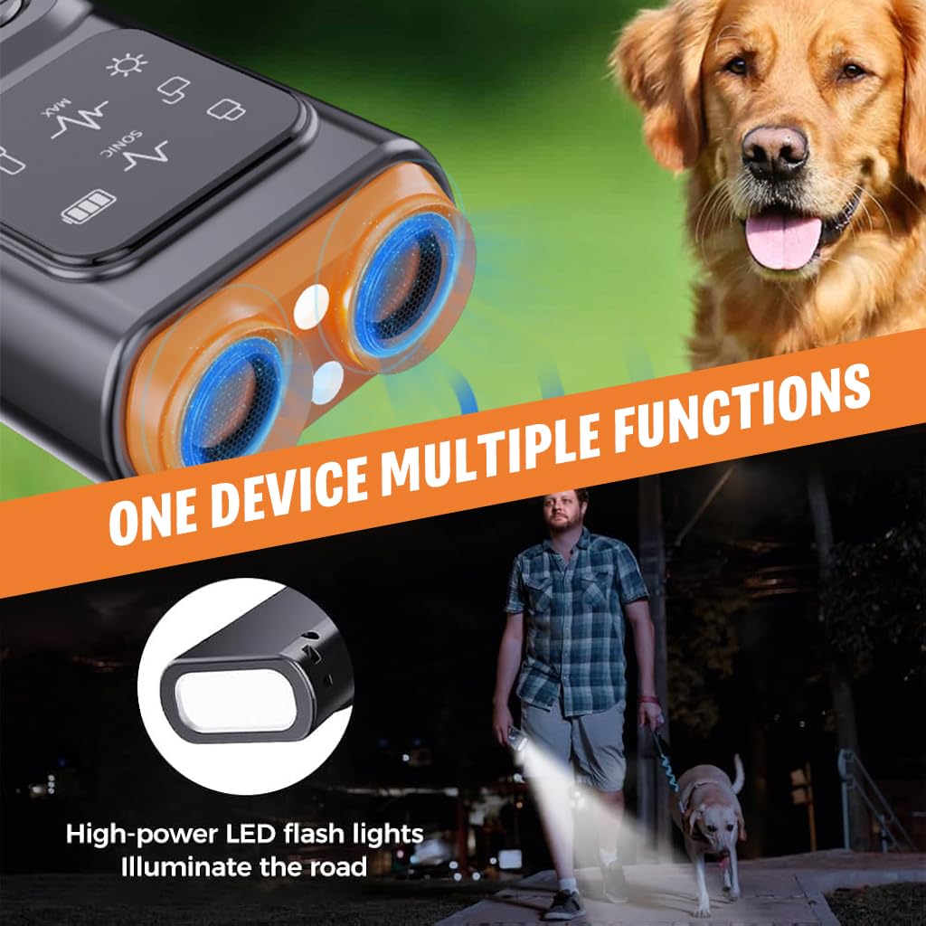 Qpets Ultrasonic Dog Bark Control Device with 25FT Range and LED Light | USB Rechargeable Training Aid