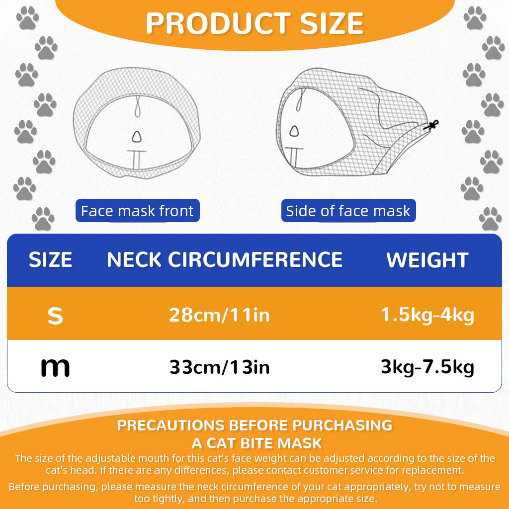 Qpets Cat Muzzle for Grooming and Bathing with Adjustable Drawstring and Mesh | Clear TPU Face Cover for Cats 1–4KG