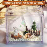 Qpets Small Betta Fish Tank for Desktop Use featuring Stackable Design and 12x8x10.5cm Size | Clear Plastic Mini Aquarium